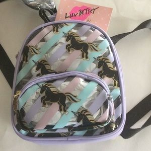 Betsey Johnson clear vinyl mini unicorn backpack